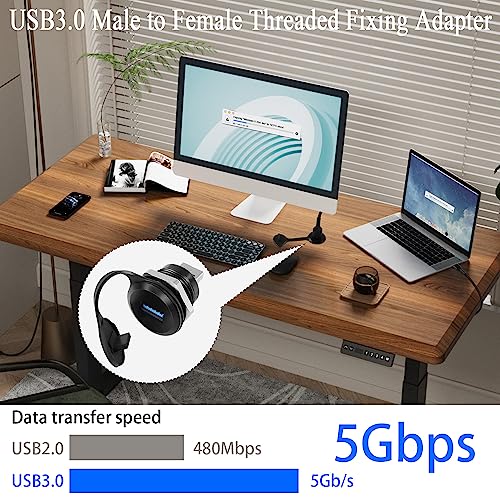 QIANRENON USB3.0 Male to Female Threaded Fixing Adapter 5Gbps Plug to Socket Round Waterproof Converter Data Connector Mount Socket for Data Transfer/Charging - Image 3