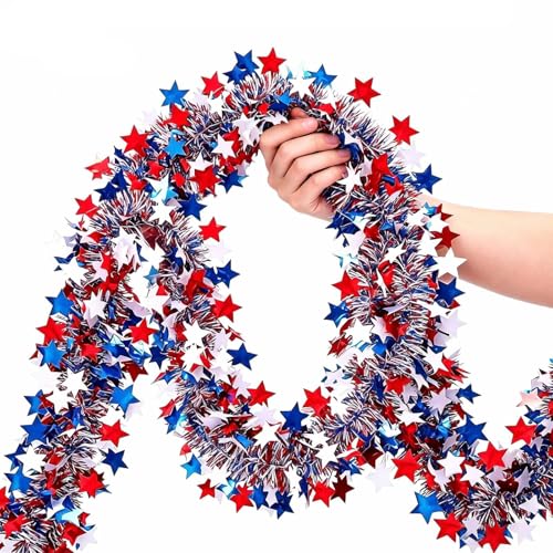 52.5ft Star Glitter Tinsel Garland