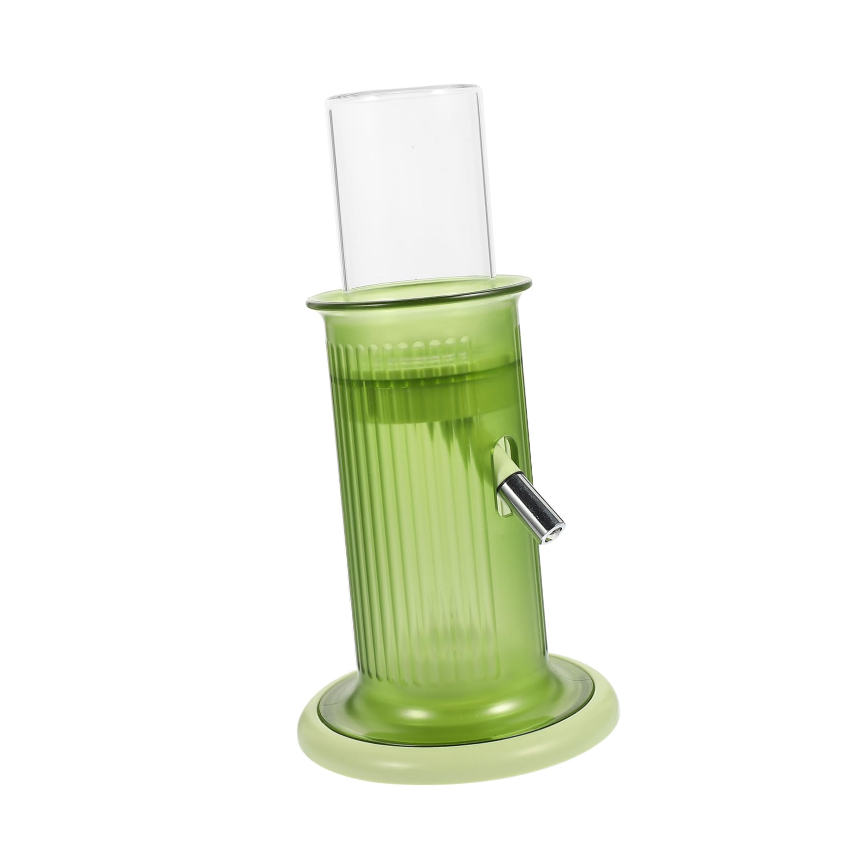 Bottiglia per Criceti Autoalimentata Verticale, Verde, Vetro | Contenitore in Polipropilene, Accessorio per Cincillà e Piccoli Animali, Batteria a Bottone Inclusa