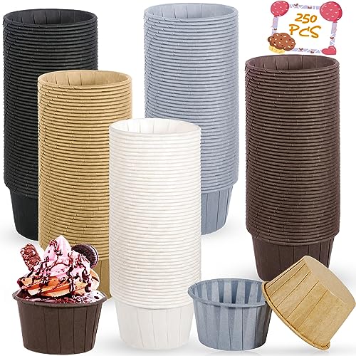 MULEVIP Moldes Magdalenas Papel 250 Piezas Papel Magdalenas,Papel Cupcakes Moldes Papel Magdalenas Papel Muffins Cupcakes Vasos de Papel para Hornear para Bodas, Fiestas de Cumpleaños - 5 Estilos