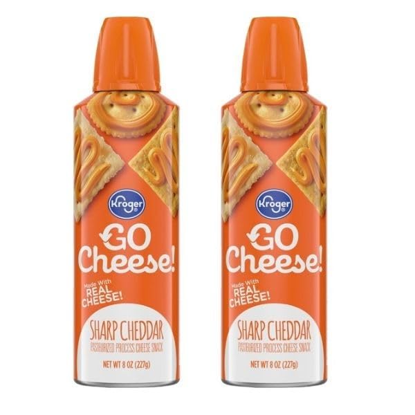 Go Cheese! Sharp Cheddar Spray Cheese 8 Oz Cans Pack of 2