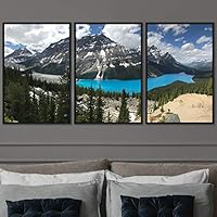 3 Piece Framed Canvas Wall Art Lake Landscape Canvas Prints Home Artwork Decoration for Living Room,Bedroom - 16