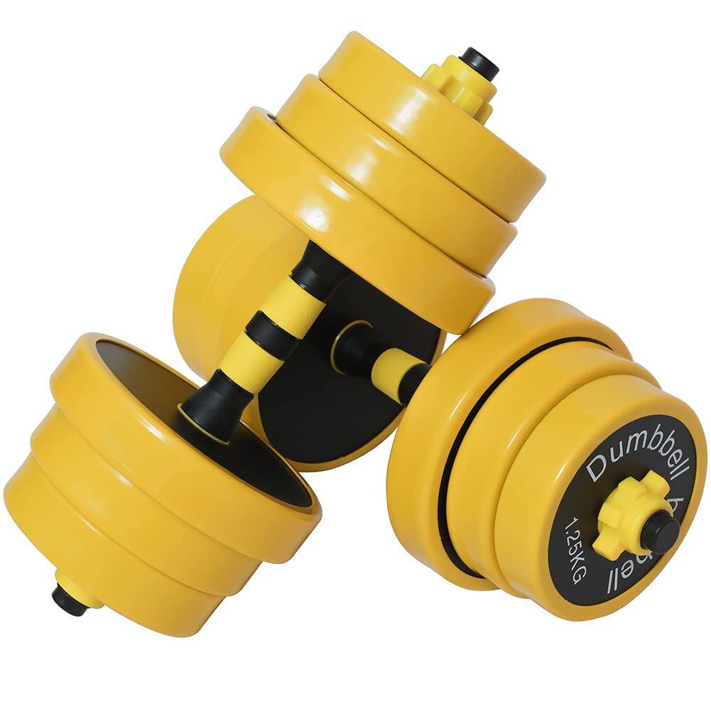 BAKAJI Set 2 in 1 Manubri Regolabili con Barra Bilanciere di collegamento, Rivestimento Gomma Piuma Antiruggine Antiscivolo, Palestra, Fitness, con Pesi