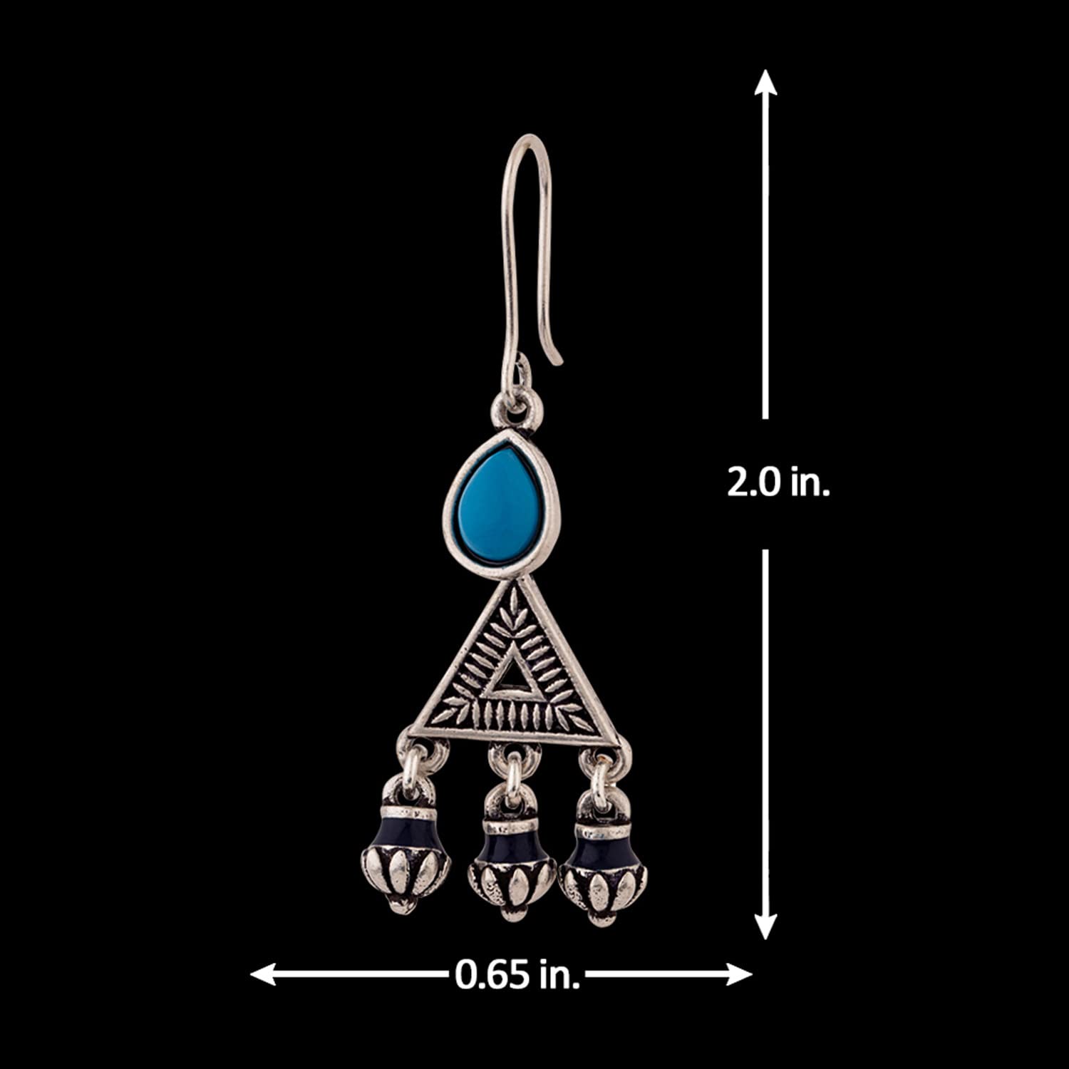 Moksha Triangles Stone Earrings Silver