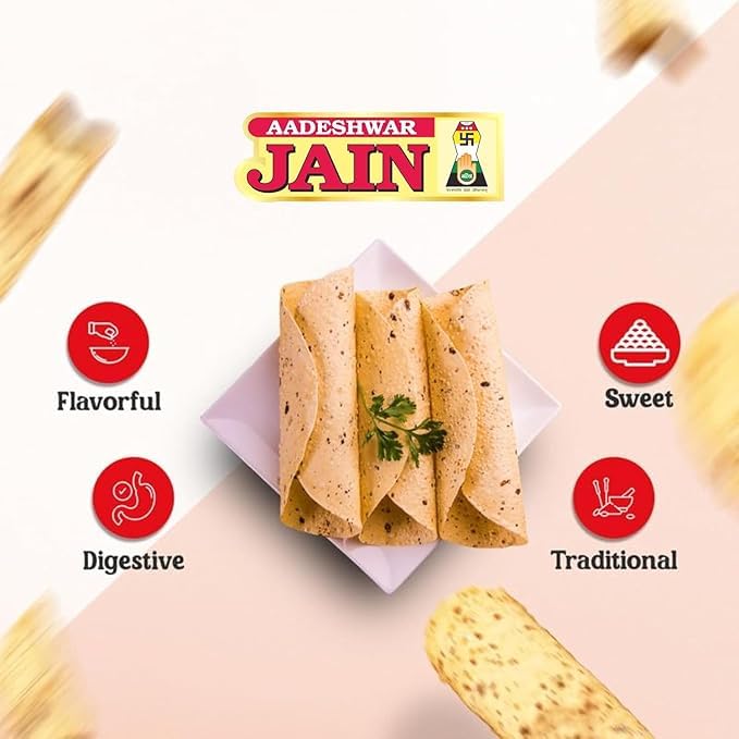 Image of Aadeshwar Jain Moong Papad | Light Masala | Authentic Indian Crispy Papad | Tangy Masala Flavour | Spicy Indian Snack | Ready-to-Serve Crispy Papads (400Gram)