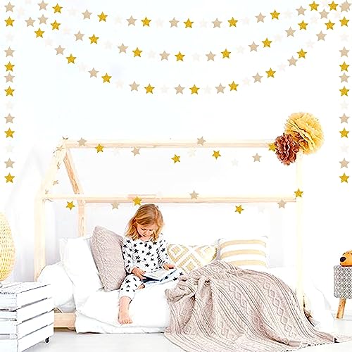 Image of White-Gold Champagne Party-Decorations Bachelorette-Christmas Garland - 62ft Twinkle Little Star Hanging Streamers Banner, Wedding Birthday Baby Bridal Shower Engagement Decor Hugtmr