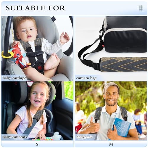 Image of Seat Belt Cover Pad 2 Pcs Soft Seat Strap Cover Cute Protector Support Head Neck Shoulder for Car Seats High Chair Backpack (6.5x6.5in) Simple Pattern Gold