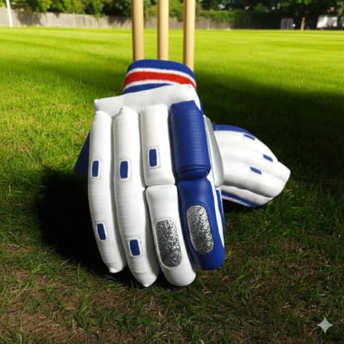 Image of Player Edition Cricket Gloves | Batting Gloves for Mens (Blue-White, Left)