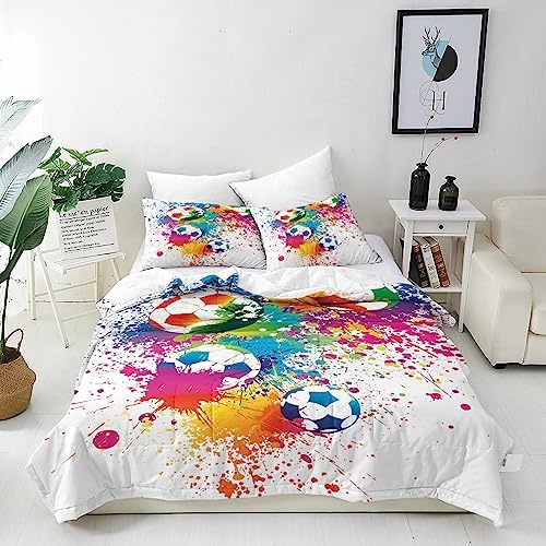 ANHOPE Rainbow Duvet Cover Set Soft Lightweight 3 Piece Bedding Set with 2 Pillowcase Pink Background Rainbow Cloud Print Pattern All Season Microfibre Polyester Quilt Cover with Zipper Closure Single