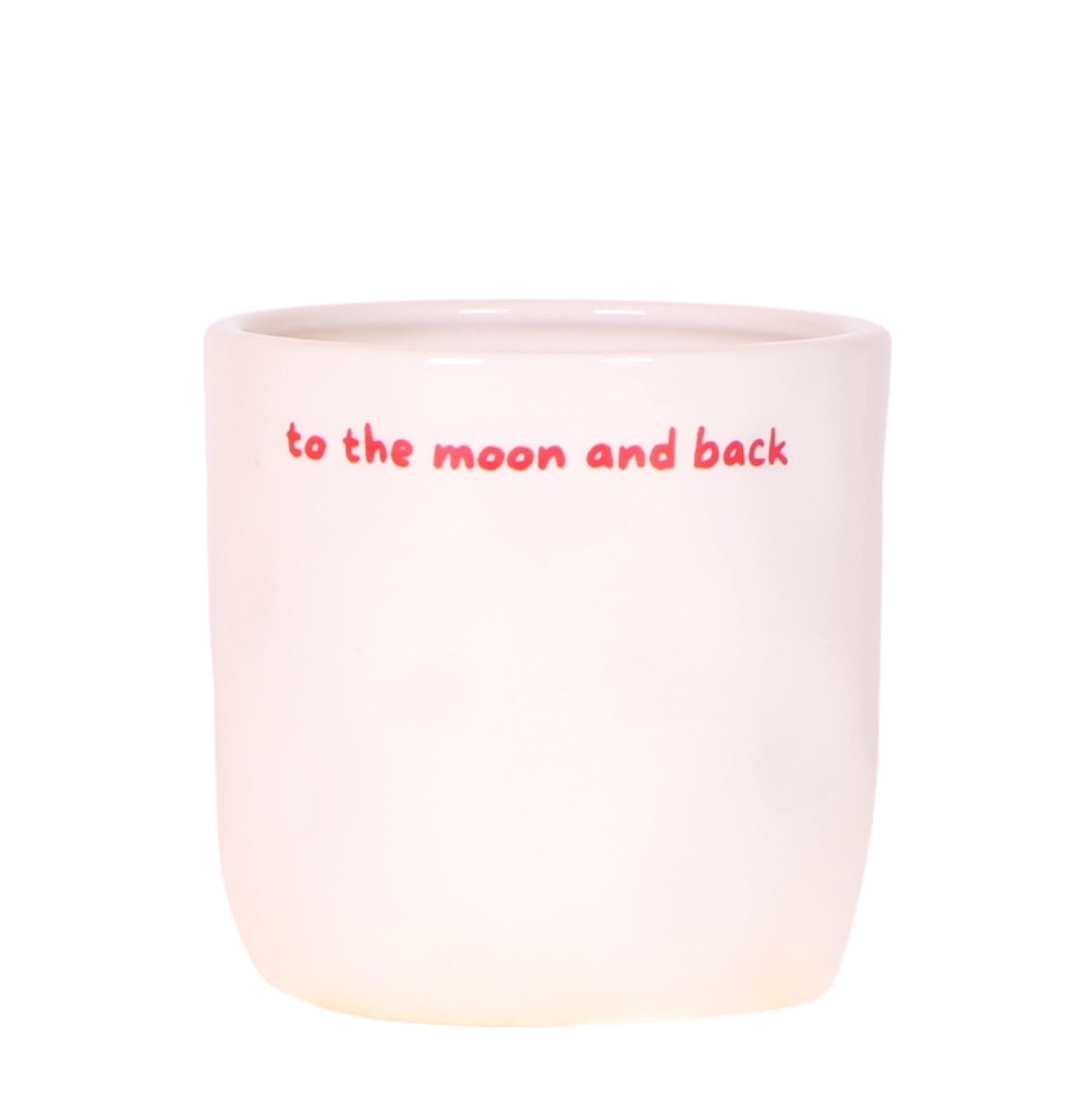 Pot de fleurs to The Moon and Back en céramique blanche pour petite table