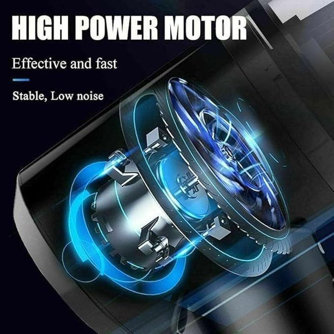 Image of 3-in-1 Portable Car Vacuum Cleaner with Blower, USB Rechargeable, Black, Wireless Handheld Mini Design, Strong Suction, Washable HEPA Filter for Car, Home, Travel
