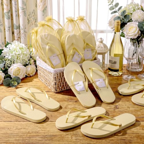 Image of Unittype Flip Flops Bulk for Wedding Guest Slippers Wedding Flip Flops with Cards Bags for Pool Beach Party