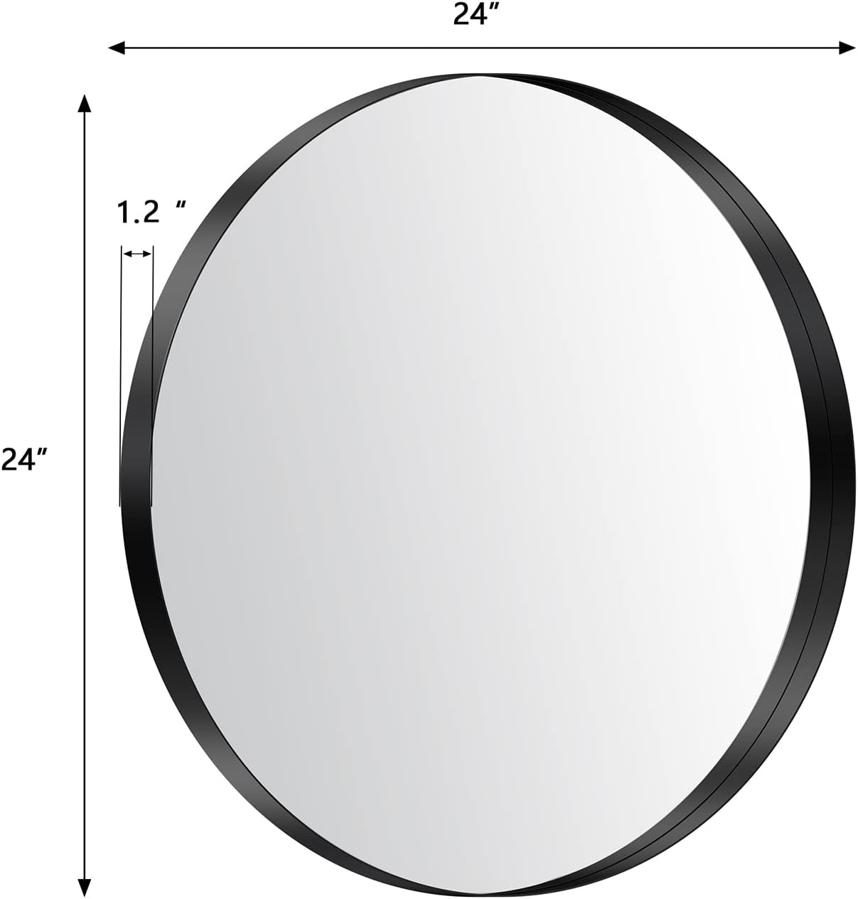 LYYYXGYP Black Round Wall Mirror for Bathroom 24x24 Inches Stainless Steel Metal Frame Mirror for Wall Hanging Wall Mounted Mirror - Image 2
