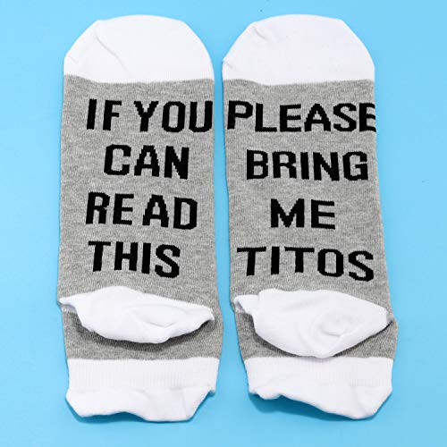 JXGZSO 2 Pairs Tito Lover Socks Vodka Lover Gift If You Can Read This Please Bring Me Titos Socks Alcohol Lover Socks (Titos Grey Ankle Socks)