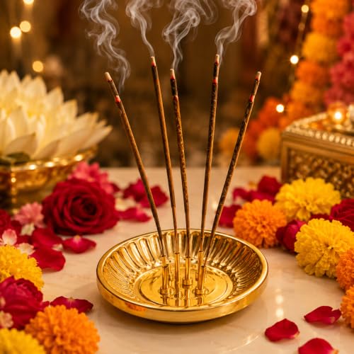 Pure Source India Brass Incense Holder for Pooja, Agarbatti Stand...