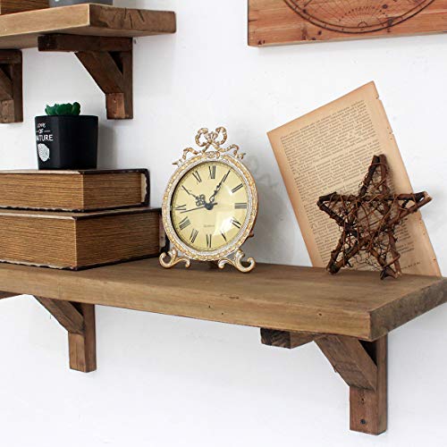 Funly Mee Vintage Pewter Table Clock With Antique Golden Bow（Plexiglass Shell） #TOP2