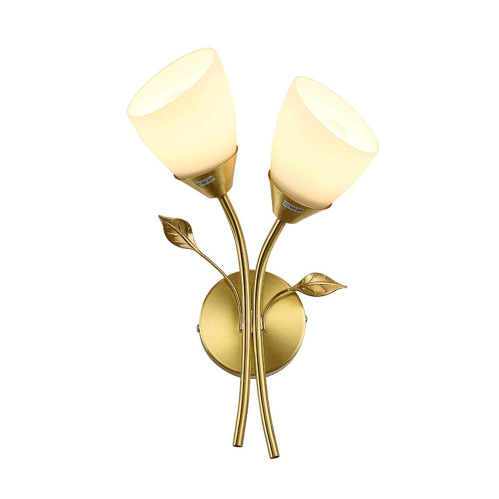 HXYSXHJUO Vintage Wall Lamp Brass Sconce White Glass Shade Classic Light E27 Retro Headboard Lamps For Corridor Living Room Bedroom Bedside Hallway Cl