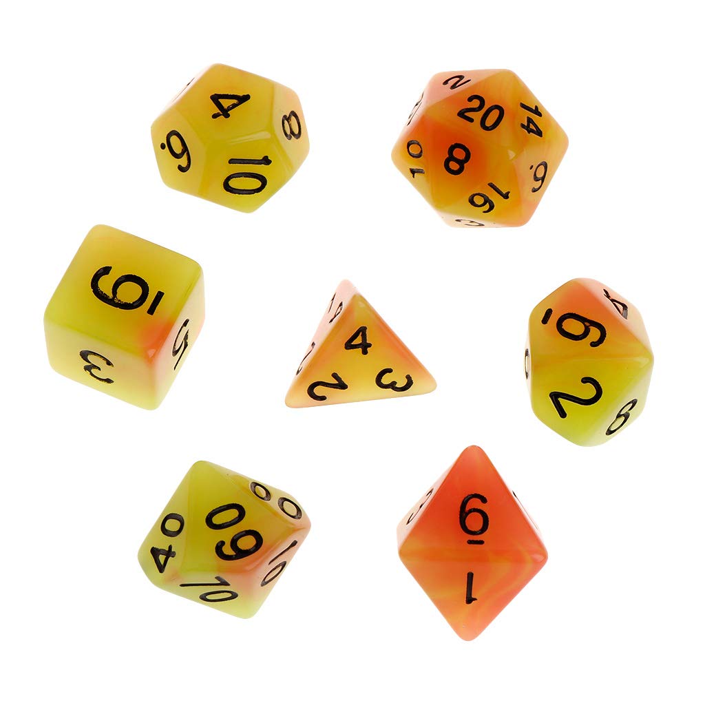 Set di 7 dadi poliedrici luminosi con lati D4, D6, D8, D10, D12, D20