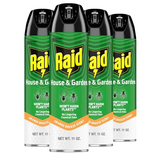 Raid House & Garden Insect Killer Spray, Orange Scent 11 Ounce (Pack of 4)
