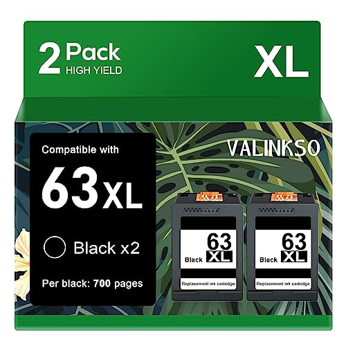 Image of 63XL Ink Cartridge for hp Ink 63 XL Combo Pack Works with Printers OfficeJet 3830 4630 4650 4655 5252 5255 5258 Envy 4520 4512 DeskJet 1112 2130 High Yield Printer Ink(2 Black)
