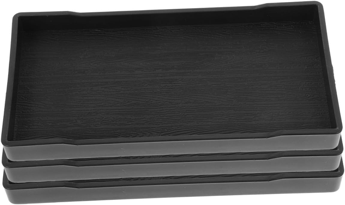 PRETYZOOM 3pcs Thickened Black Wood Grain Vanity Tray Bathroom Counter Storage Organizer Sturdy Rectangular Soap and Makeup Holder for Household Sink and Kitchen Use