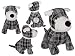 Produktbild Schwarz/grau/weiß karierter Türstopper, Hund, ca. 25 cm, aus 100% Polyester, ca. 1 kg