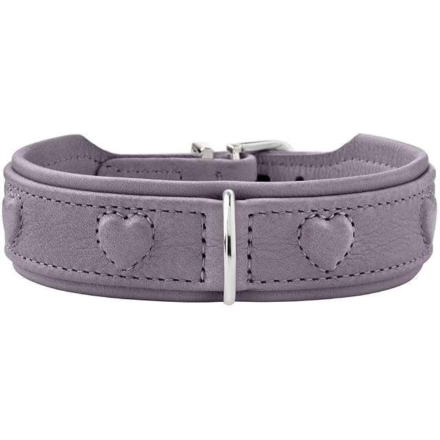 HUNTER Collar para Perro Soho X Love Color Gris Lila Piel de Vaca Suave y Flexible