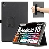 For 山善 YAMAZEN Qriom QA15-80 ケース 8インチ カバー 【BAOLINTX】スタンド機能 角度調整 高級PU レザー 擦り傷防止 磁気吸着 全面保護型 Qriom QA15-80 保護ケース (ブラック)