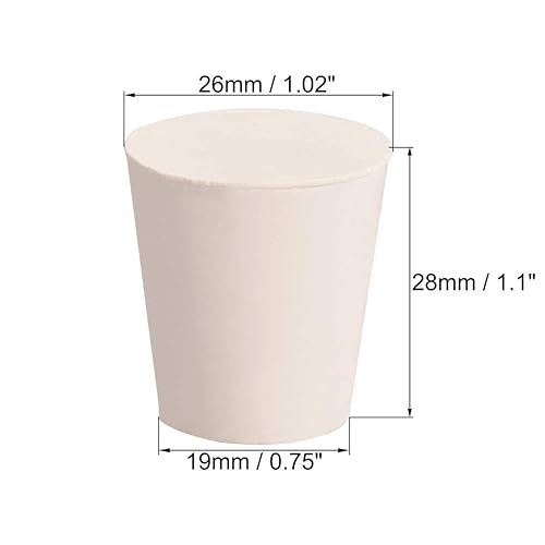 Miniatura 5 de uxcell Tapón de goma sólida en forma cónica blanca para tapón de tubo de laboratorio tamaño 0.551-0.591 in 5pcs