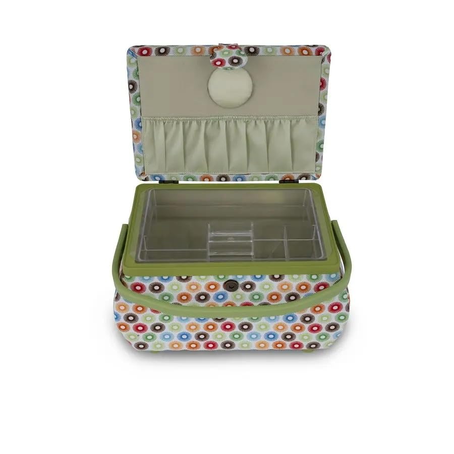 Cesta de Coser Large Curved Sewing Basket, Multicolor Retro