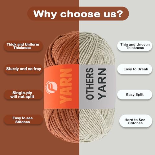Image of 2x3.5Oz Beginner-Friendly Yarn for Crocheting and Knitting;Worsted-Weight Medium #4;Cotton Blend Yarn for Beginners with Easy-to-See Sitches,Great for Amigurumi DIY (Latte, 2 Skein)