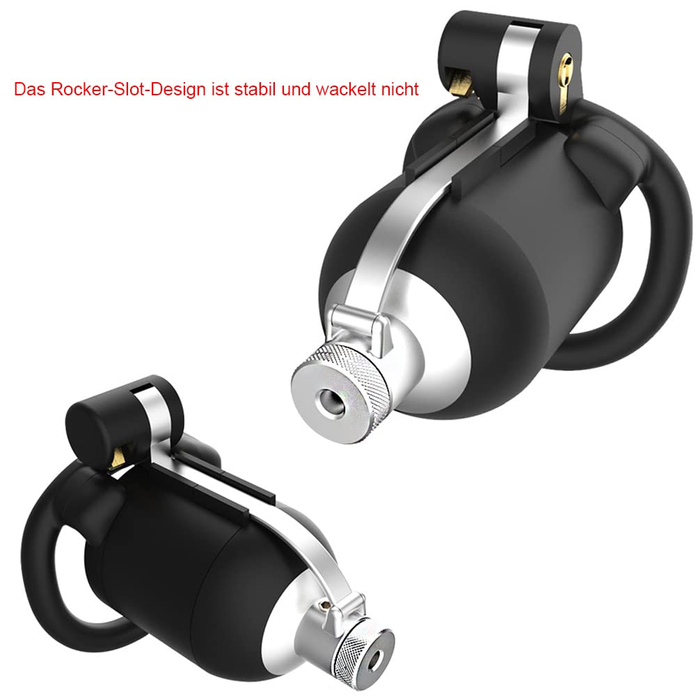 Keuschheitsgürtel für extreme Fetisch Männer, Harz 3D Peniskäfig mit 4 Cockringen ＆ hohl Dilatator Keuschheit Set CBT Folter mit Spikes SM Bondage Keuschheitskäfig (Bogenring)