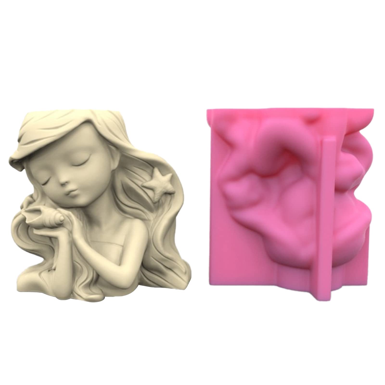 4 stampi geometrici in silicone per gesso a forma di ragazza dai capelli lunghi per realizzare vasi da fiori e portapenne per calcestruzzo cemento resina colata