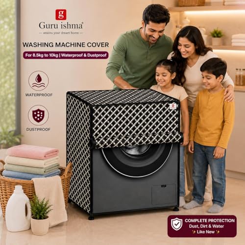 Image of Front Load Fully Automatic Washing Machine Cover for 8.5kg to 10kg | Waterproof & Dustproof Polyester Cover with Zip Closure | Suitable with Samsung, IFB, LG, Bosch & More (67 x 67 x 87 cm)