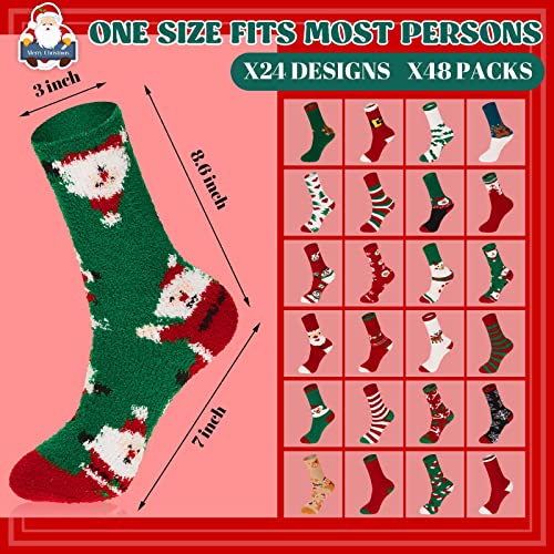 Image of Hercicy Bulk Christmas Fuzzy Socks for Women Men, Fluffy Winter Warm Crew Socks