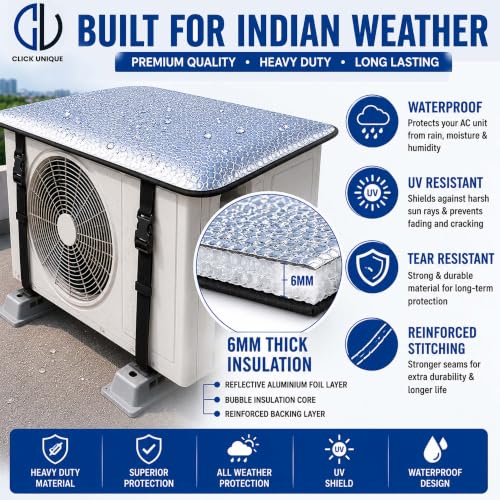 Image of Split Ac Cover Outdoor Unit Cover | Heat-Insulated, Weather-Resistant Protection | Extend AC Lifespan & Boost Energy Efficiency ac outdoor unit protector (Pack of 1)4 layer protection