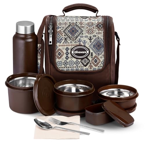 oliveware Teso SmartMeal Lunchbox with 3 Microwave Safe Inside St...