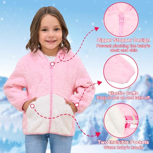 Image of Toddler Girls Boys Fleece Hoody Jacket Zip Up Teddy Coat Warm Winter Outwear