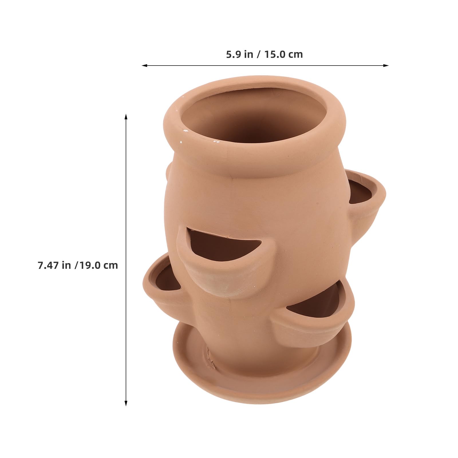 Toddmomy Lot de 2 Jardinières en Terre Cuite Légère 19x15x15 Cm à 6 Ouvertures pour Fraisiers et Plantes Grasses, Pots de Fleurs en Céramique D’intérieur et Extérieur, Jardinière Tour