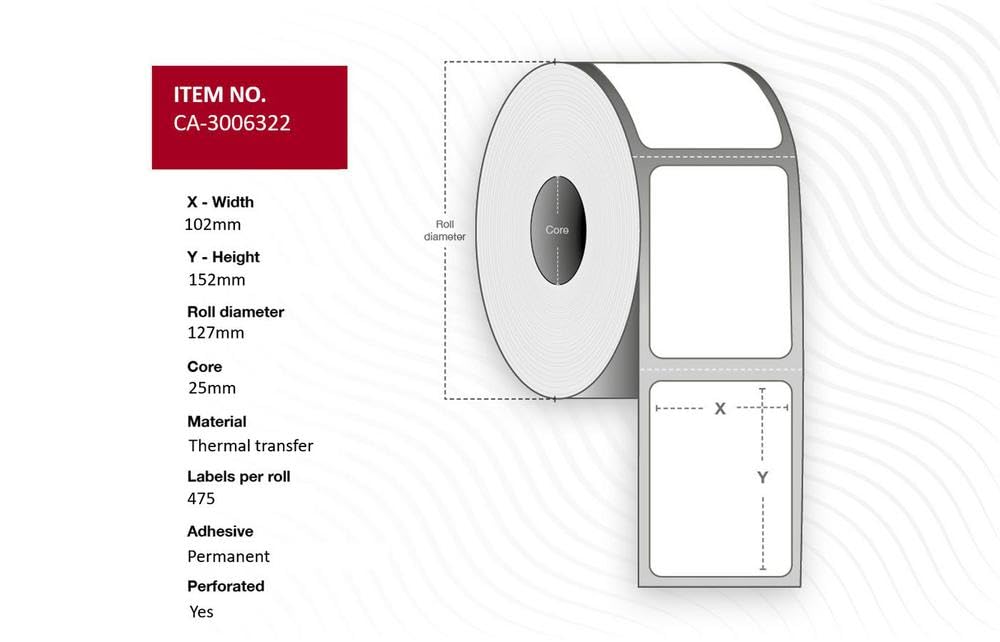 Capture CA-3006322 Label 102 x 152mm. Core 25mm.