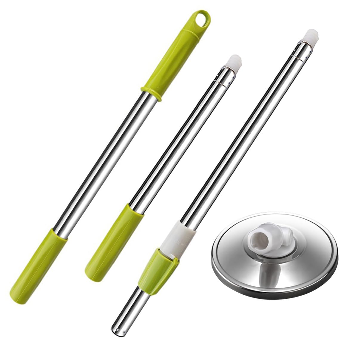 Midremer Extended Spin Mop Replacement Mop Handle, Upgraded 60-inch 360 Degrees Rotating Telescopic Replacement Mop Stick for Spin Mop Bucket Cleaning System Floor Cleaning (Green)
