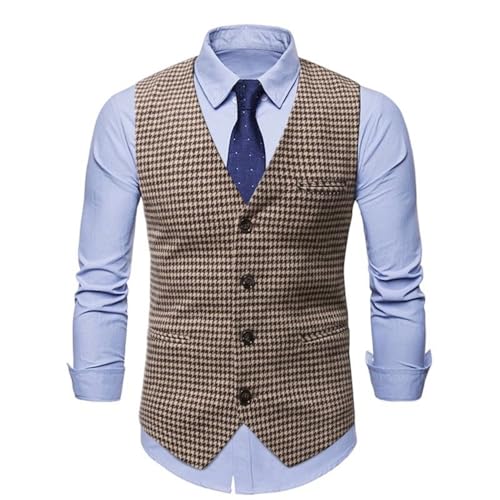 Chaleco de traje de pata de gallo para hombre ideal para bodas y oficina