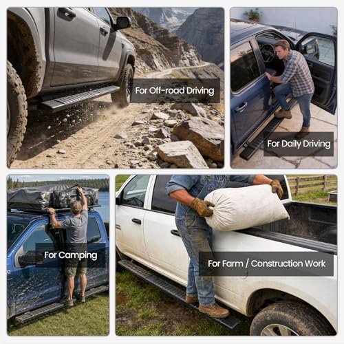 Estribos laterales PZ 6'' aluminio negro para Chevrolet Silverado 2019-2026 miniatura 7
