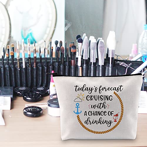 Pofull Cruise Themed Gift Cruise Boat Cocktails Friends Groups Cruise Cosmetic Bag Girls Weekend Gift (Forecast Cruising) #TOP6