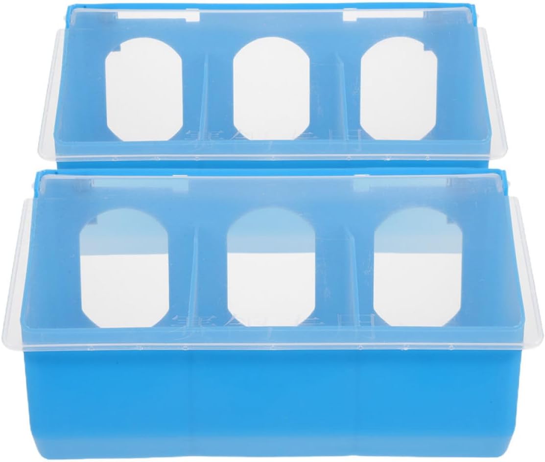 Artibetter 2pcs Hanging Bird Feeder Cups with Lid, Plastic Pigeon Cage Food and Water Troughs, Three-Compartment Feeders for Poultry and Quail Cage Supplies