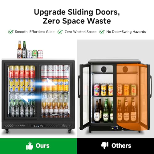 Image of BODEGACOOLER Back Bar Cooler,7.7 Cu.ft Commercial Beverage Refrigerator with 2 Sliding Glass Doors, Stainless Top,Beverage Fridge Perfect for Beer,Wine,Soda,DOE Approved