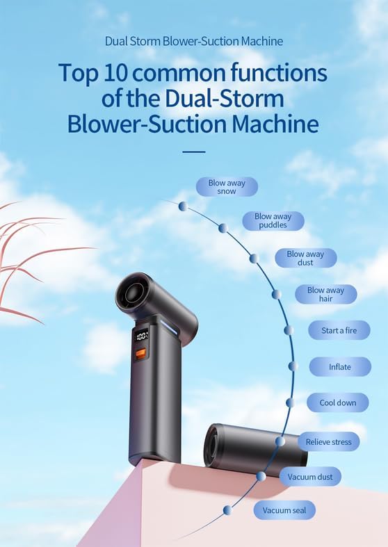 Miniatura 3 de joic Ventilador de playa portátil para el hogar, modo turbo con limpiador de vacío y sopladorlimpiador de aire de alta velocidad, 1300,00 rpm, 8000