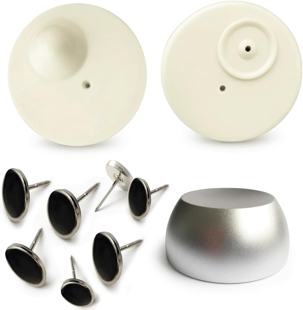 O&W Security Sicherungsetiketten Dummy-Set – 500 Etiketten + 1 Löser/Entferner, ohne Funktion, zur Diebstahlabschreckung im Einzelhandel & Lager