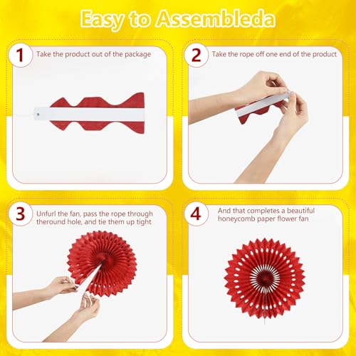 Image of 20 Pcs Golden Yellow Hanging Paper Fan, Hanging Honeycomb Round Paper Fans for Weddings, Birthdays, Christmas, Baby Showers, Classroom, Events Ceiling Party Supplies Decorations
