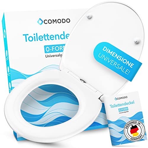 Comodo Coperchio della toilette con meccanismo di chiusura morbida - Sedile igienico antibatterico a forma di O - Sedile WC universale in Duroplast - Con accessori di montaggio